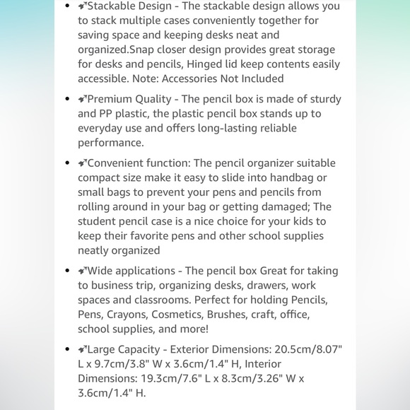 Pack of 6 stackable Clear green Pencil Case Organizer Storage Stationery set - Picture 3 of 6